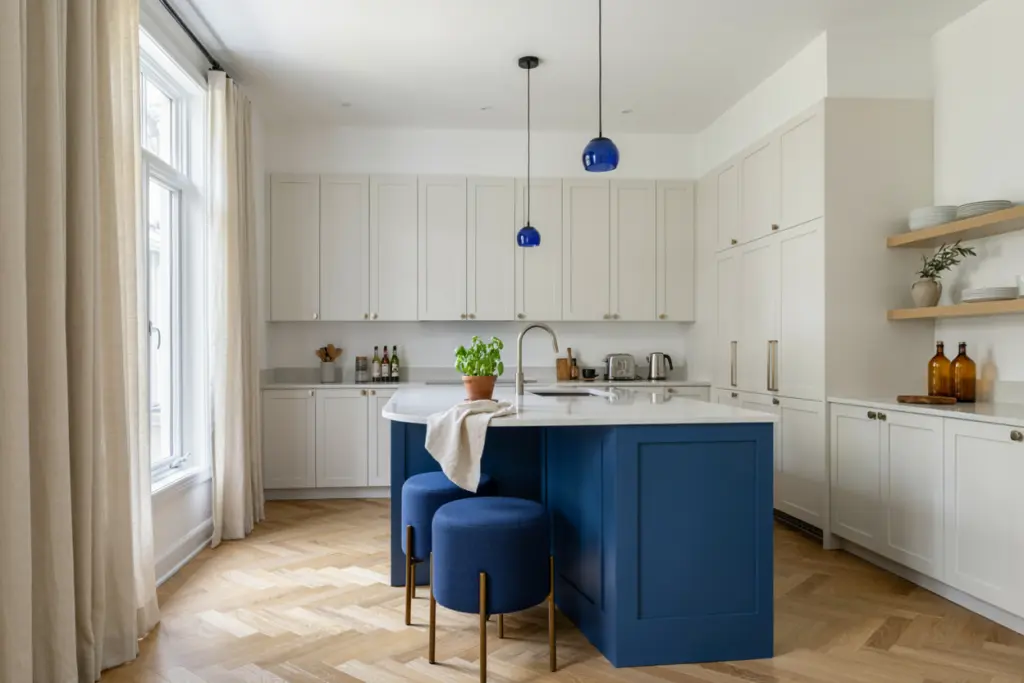 Deep Blue Kitchen Island