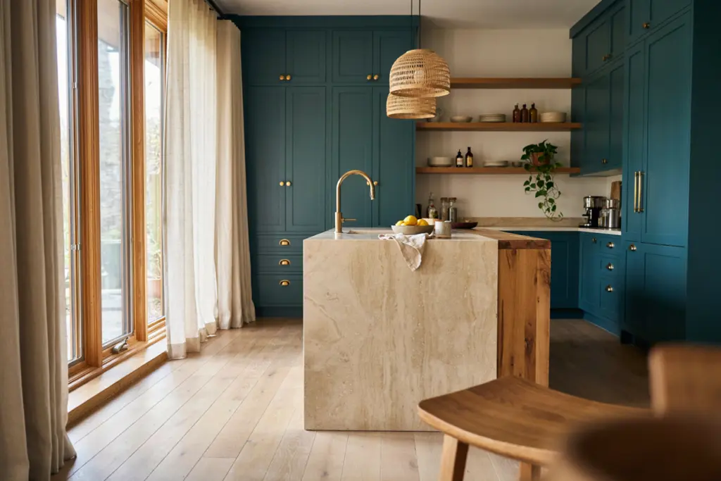 Deep Teal Blue Kitchen