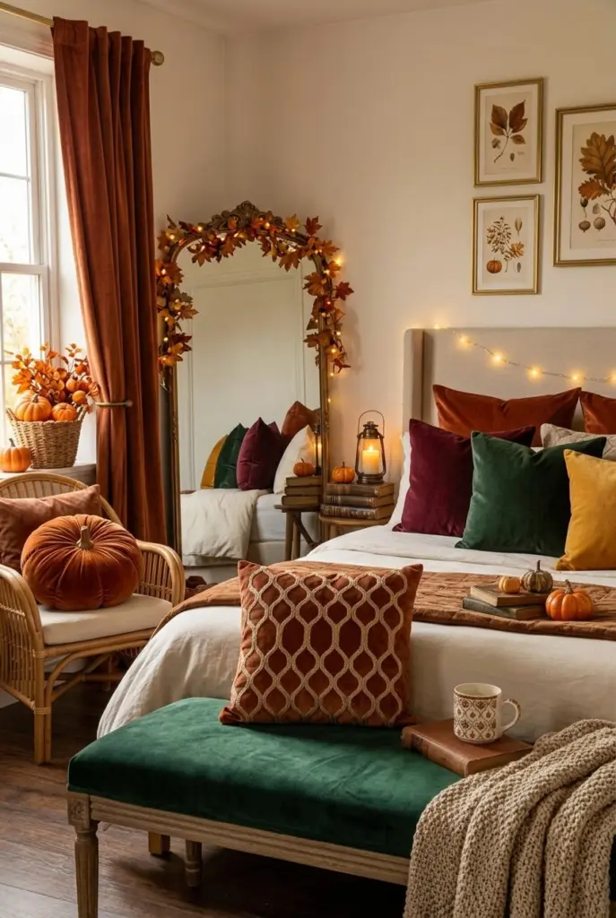 Fall Bedroom Decor Ideas in 2026 13 Fall Bedroom Decor With a Velvet Accents