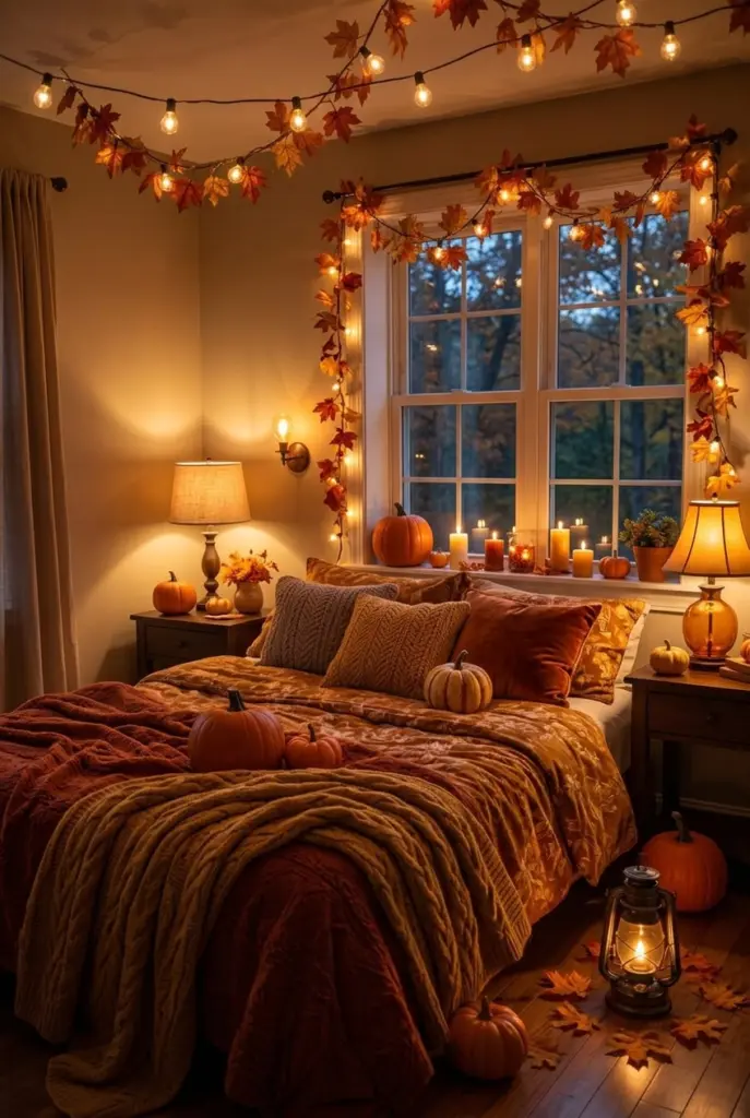 Fall Bedroom Decor Ideas in 2026 9 Fall Bedroom Decor With a Warm Lighting for a Cozy Atmosphere