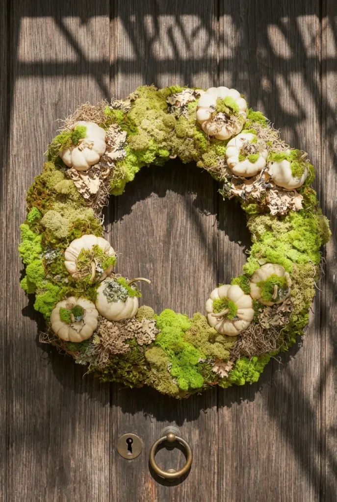 Moss and Mini Pumpkin Wreath