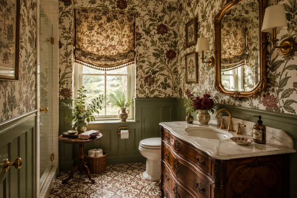 Pattern Drenching: 15 Rooms That Wrap Color & Print Everywhere 5 Pattern-Drenched Bathroom