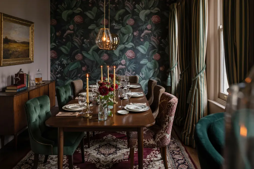 Pattern Drenching: 15 Rooms That Wrap Color & Print Everywhere 4 Pattern drenching Dining Room