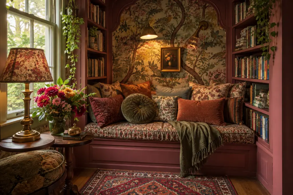 Pattern Drenching: 15 Rooms That Wrap Color & Print Everywhere 12 Pattern-Drenched Reading Nook