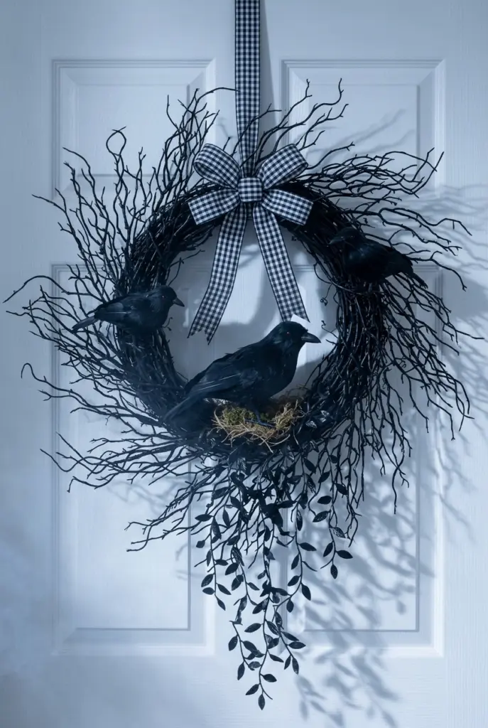 Raven and Black Branch Wreath 