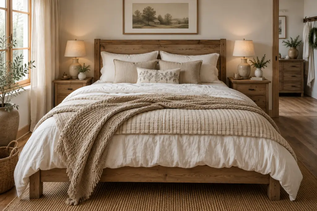 Cozy Scandinavian Farmhouse Bedroom Decor