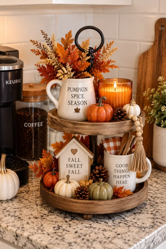 Tiered Tray Fall Decor Ideas 19 Small Kitchen Counter Fall Tray