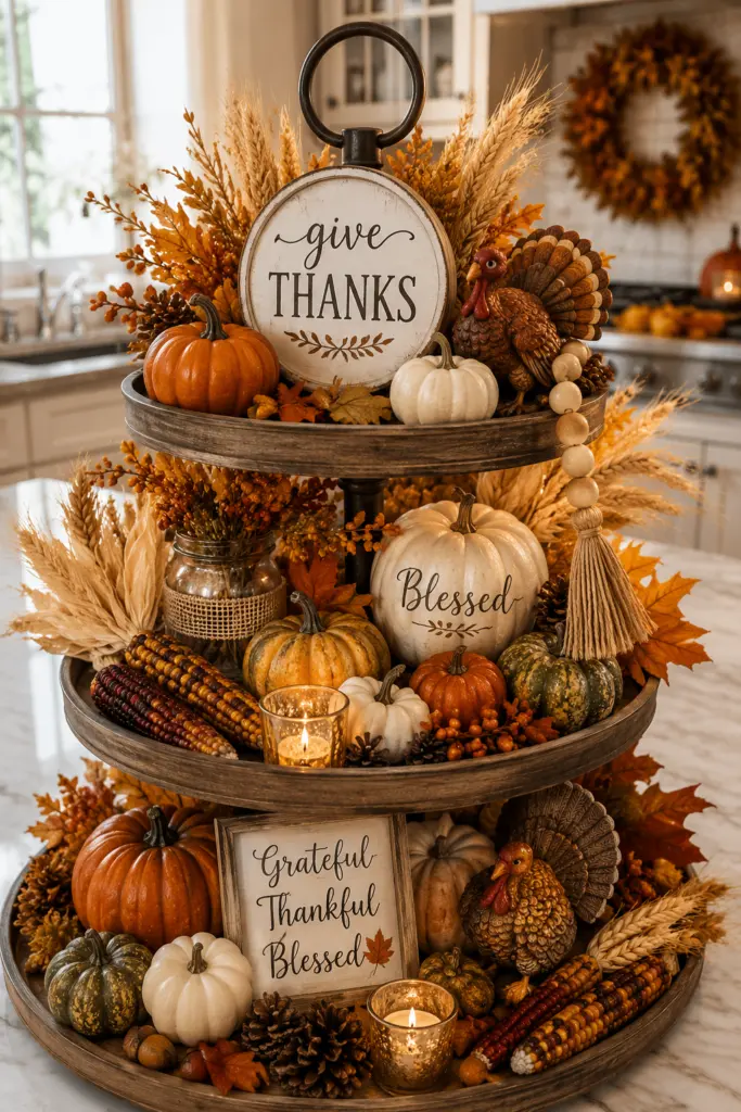 Tiered Tray Fall Decor Ideas 12 Thanksgiving Tiered Tray Decor