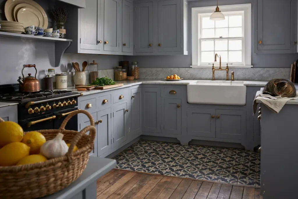 Vintage Blue Kitchen With Traditional 