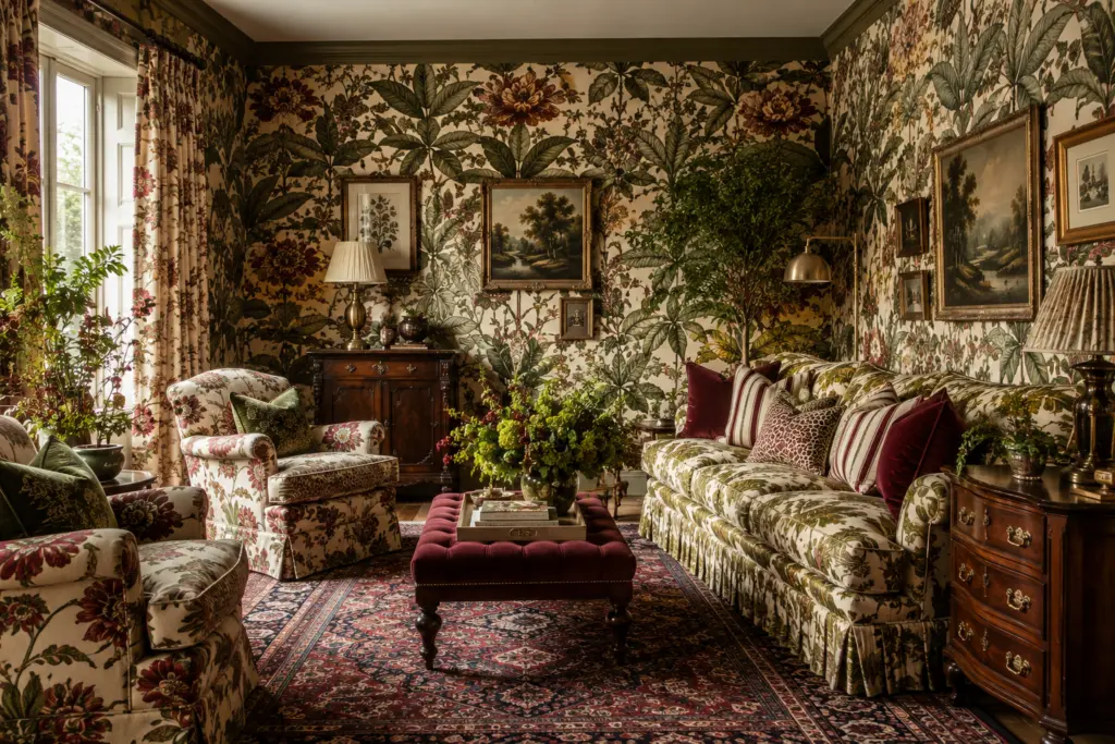Pattern Drenching: 15 Rooms That Wrap Color & Print Everywhere 2 pattern drenching Living Room