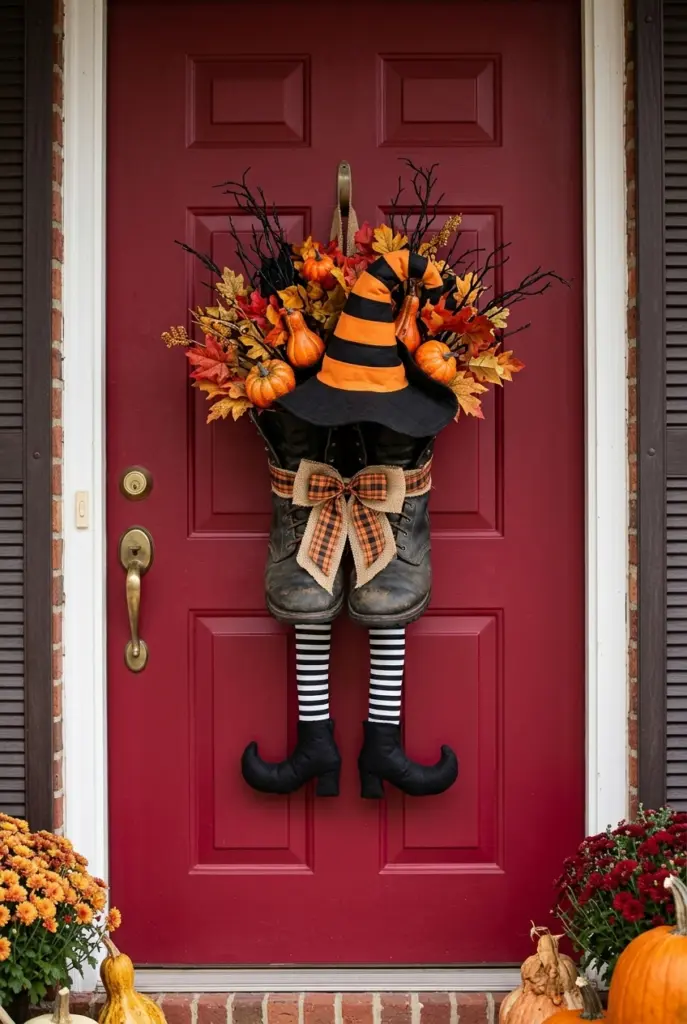 Witch Boot Halloween Wreath