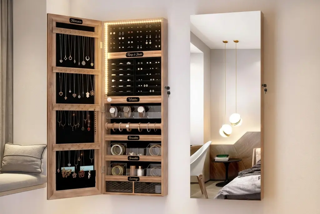 a Hidden Jewelry Nook Inside a Wall Cabinet