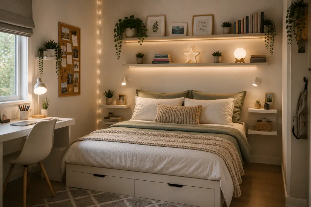 Teenage Bedroom Storage Ideas for Homework, Clothes & Hobbies 11 Use Floating Shelves Around the Bed