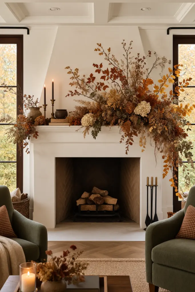 Fall Mantel Decor Ideas in 2026 9 Autumn Fireplace with Dried Florals