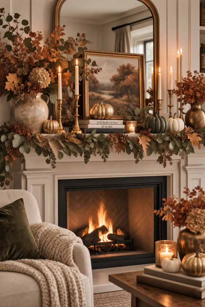 Fall Mantel Decor Ideas in 2026 25 Autumn Mantel With Gold Accents