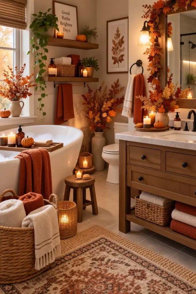 20+ Cozy Fall Bathroom Decor Ideas 21 Autumn Spa Retreat
