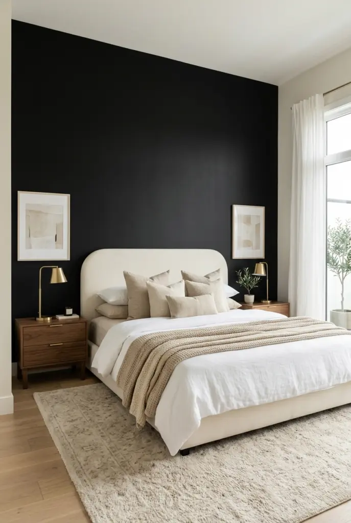 30+ Black Accent Wall Bedroom Designs For Cozy & Bold Look 2 Black Accent Wall Bedroom