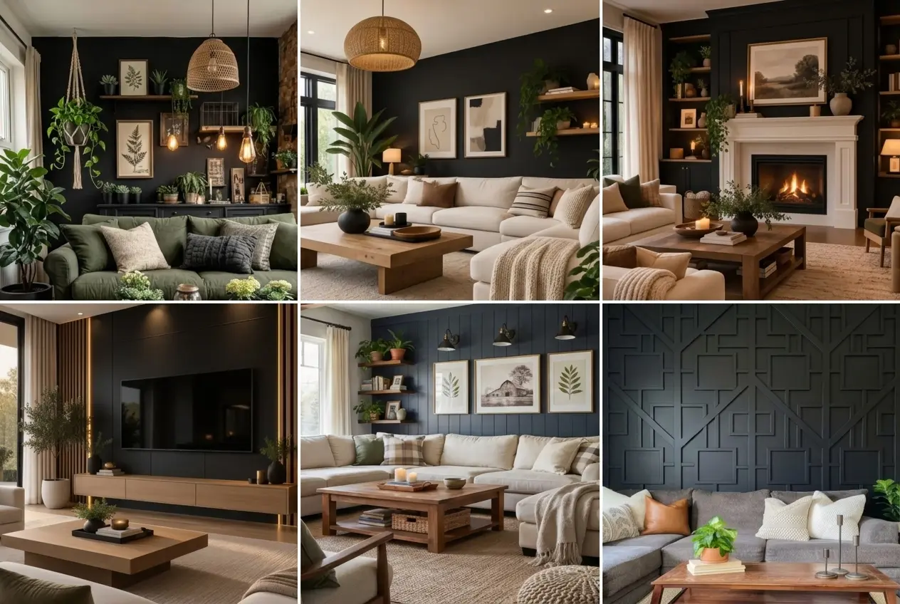 27+ Black Accent Wall living room Ideas and Designs 1 Black Accent Wall living room Ideas and Designs