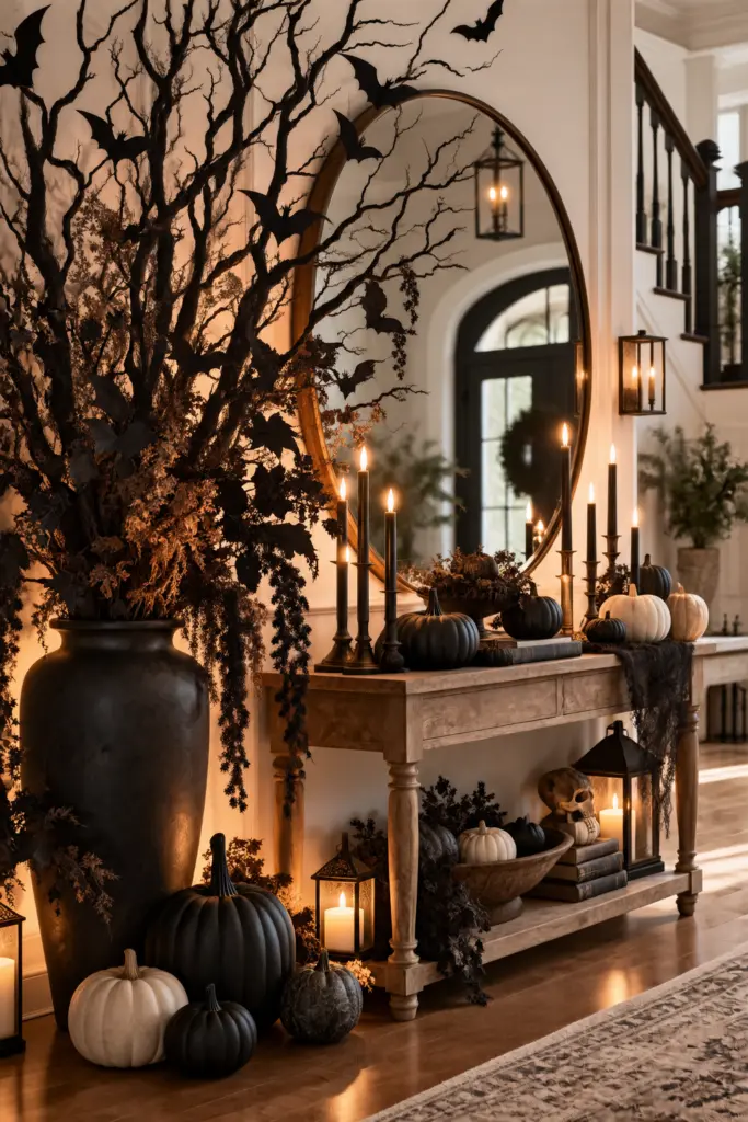 25+ Spooky Halloween Entryway Decor Ideas 11 Halloween Console Decor