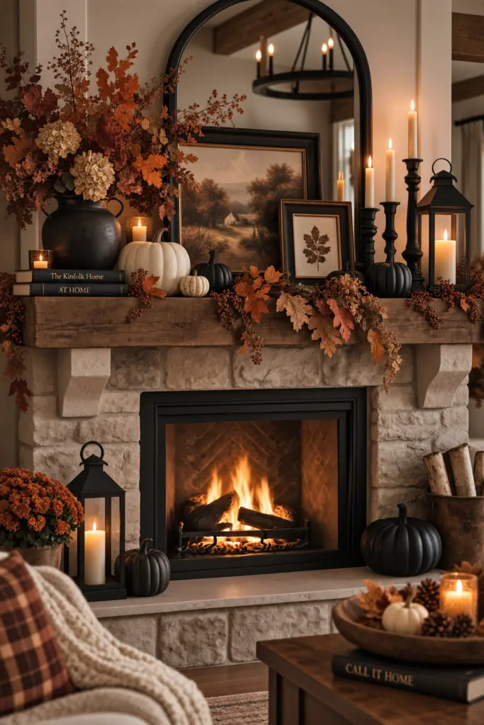 Fall Mantel Decor Ideas in 2026 22 Black Fall Mantel Decor