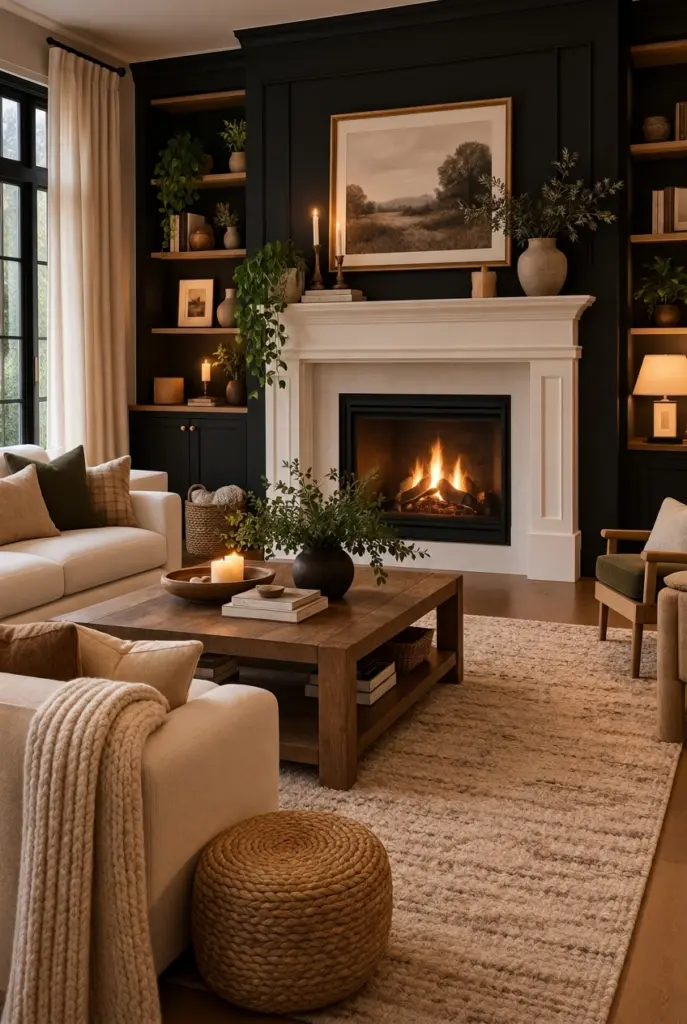 27+ Black Accent Wall living room Ideas and Designs 4 Black Fireplace Accent Wall