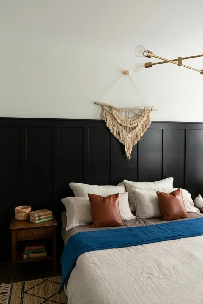 30+ Black Accent Wall Bedroom Designs For Cozy & Bold Look 24 Black Partial Accent Wall
