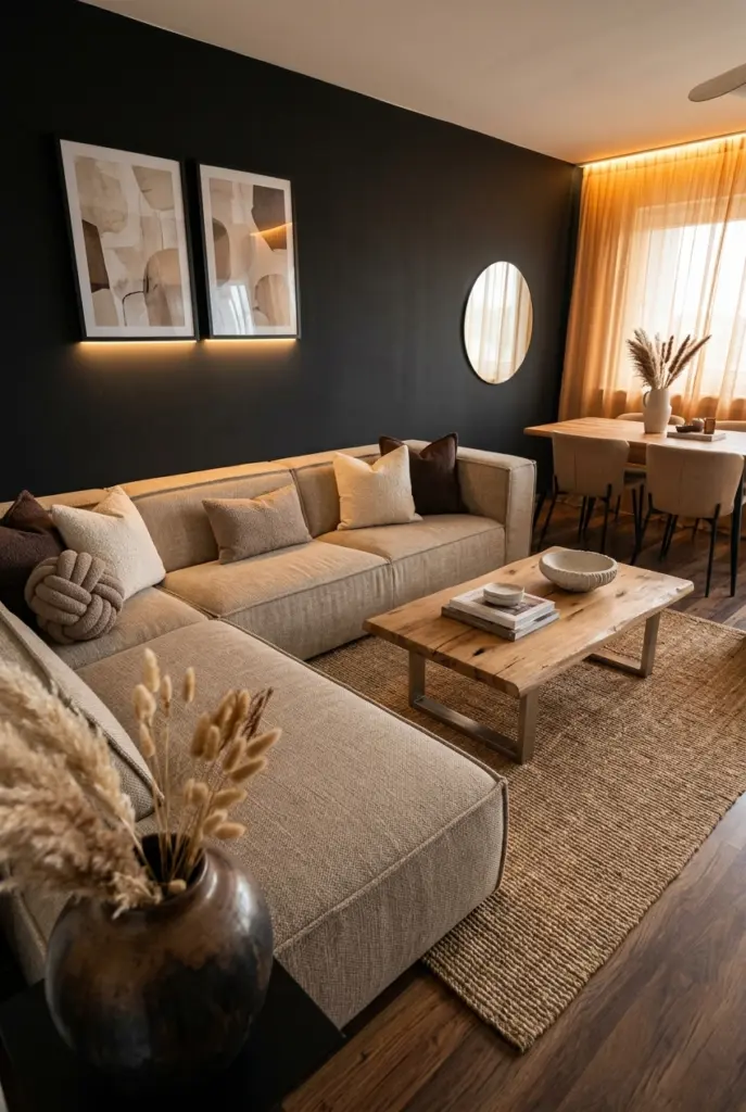 27+ Black Accent Wall living room Ideas and Designs 10 Black Accent Wall living room
