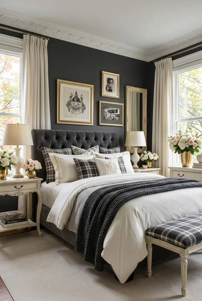30+ Black Accent Wall Bedroom Designs For Cozy & Bold Look 6 Black and White Bedroom