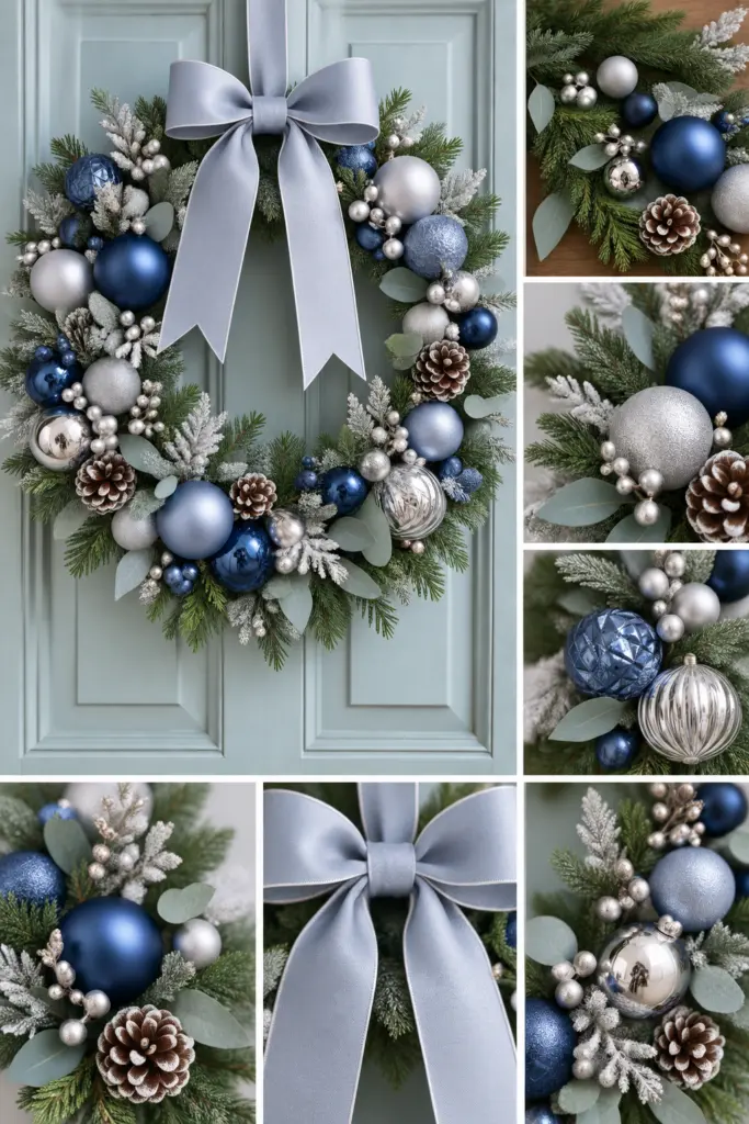 30+ DIY Christmas Wreath Ideas 10 Blue and Silver DIY Christmas Wreath