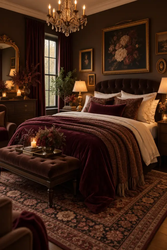 Burgundy and Chocolate Brown Bedroom