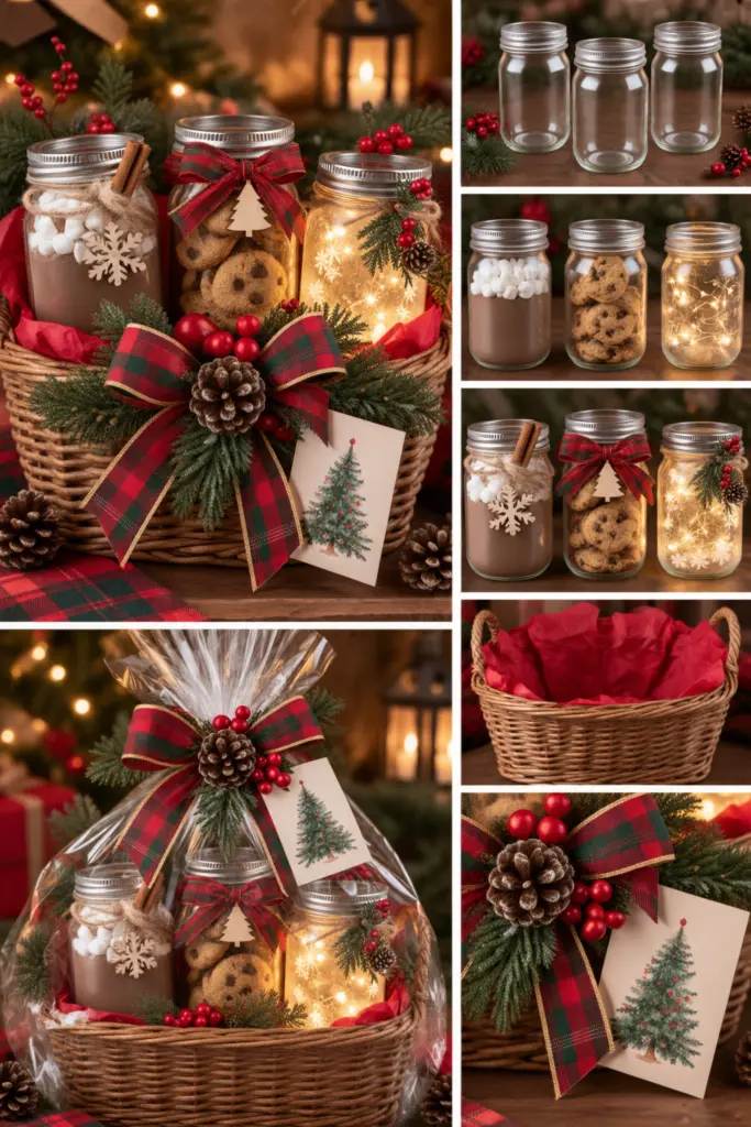 30+ DIY Christmas Mason Jar Crafts for Gifts and Decorations 31 DIY Christmas Mason Jar Crafts Gift Basket