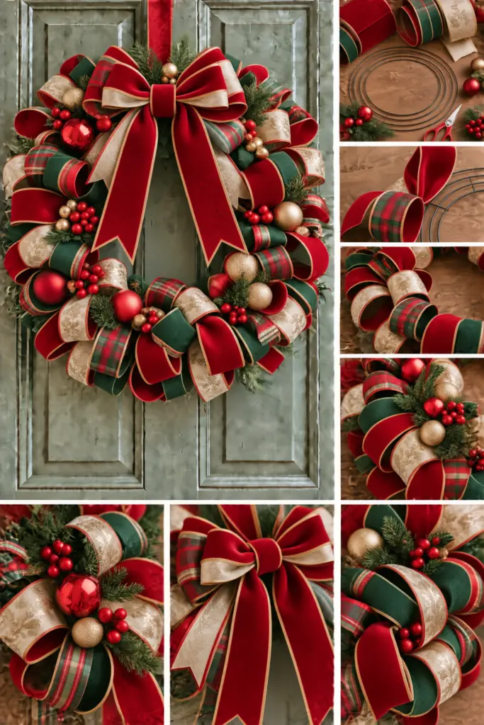 30+ DIY Christmas Wreath Ideas 29 Christmas Ribbon Wreath