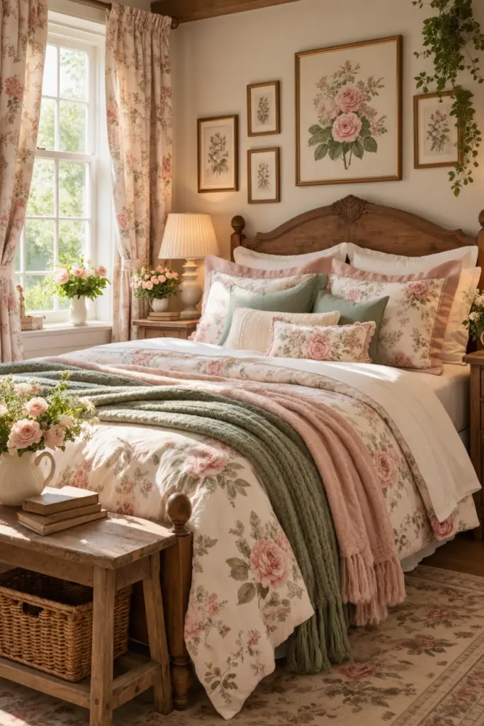 25+ Warm Cozy Cottage Bedroom Ideas 6 Warm Cozy Cottage Bedroom With Classic Floral Bedding