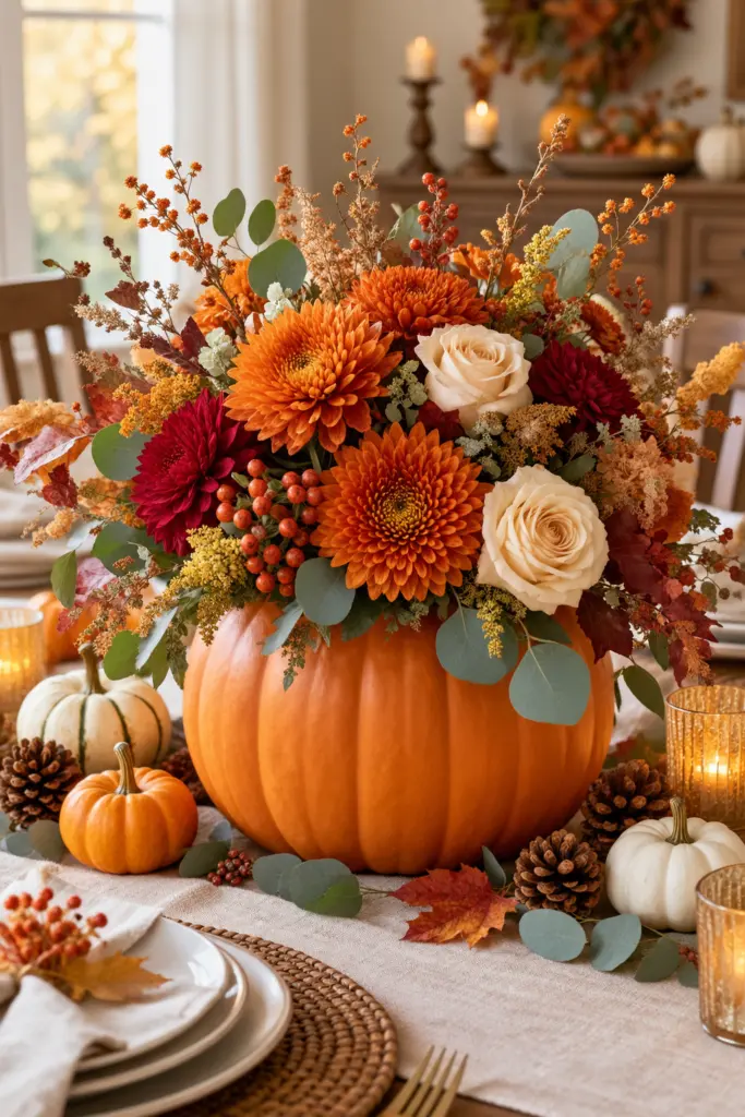 How to Make Pumpkin Centerpieces 2 Classic Pumpkin Flower Centerpieces