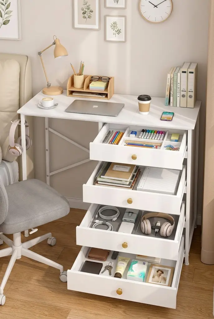 Compact Desk with Drawer Organization