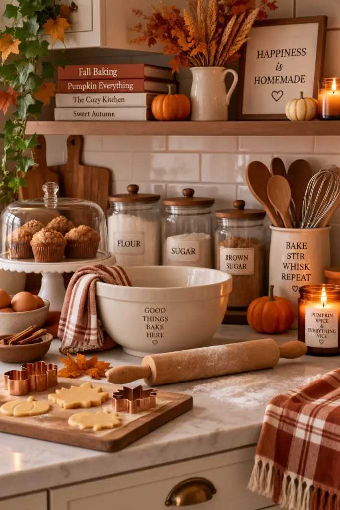 Festive Kitchen Fall Decor Ideas for a Cozy Home 17 Small Seasonal Baking Station