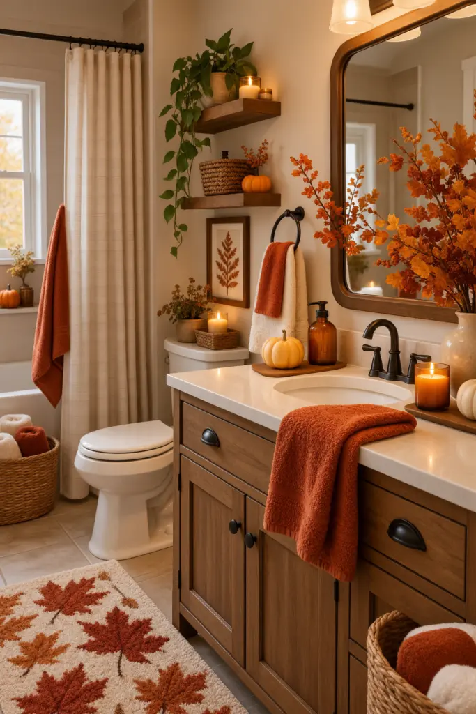 20+ Cozy Fall Bathroom Decor Ideas 2 Cozy Autumn Bathroom Retreat
