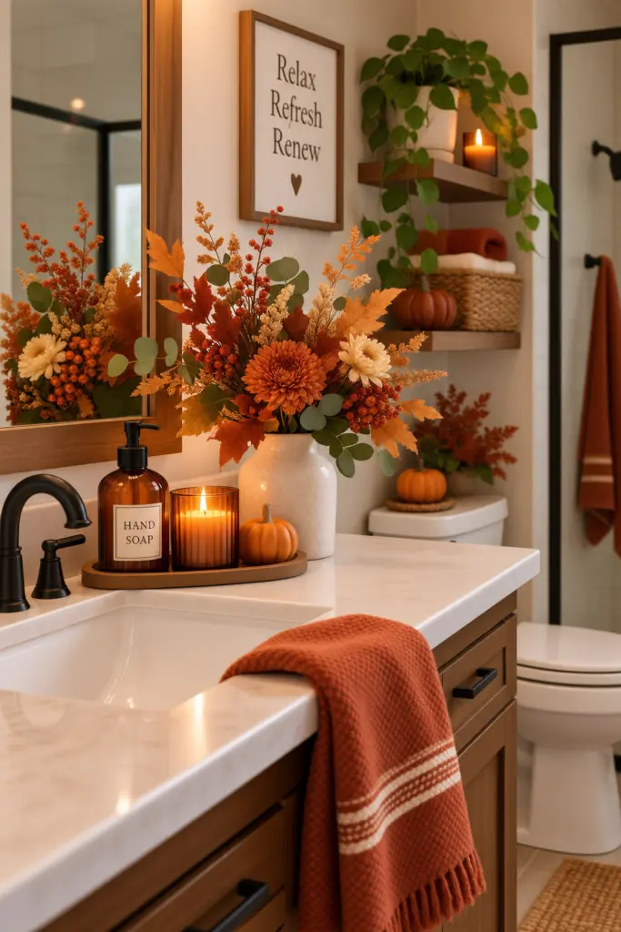 20+ Cozy Fall Bathroom Decor Ideas 15 Cozy Autumn Bathroom Vanity Decor