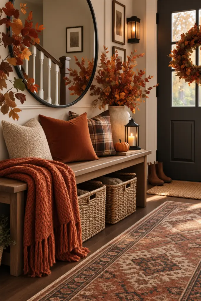 Fall Entryway Decor Ideas (Cozy & Welcoming) 13 Cozy Fall Entryway Banch