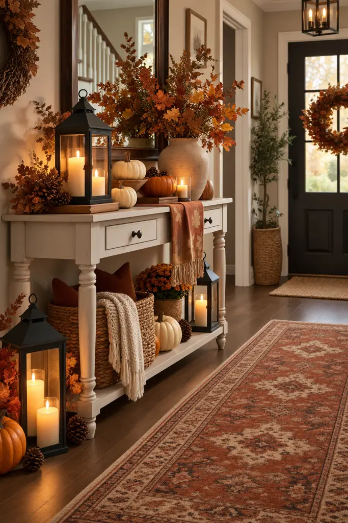 Fall Entryway Decor Ideas (Cozy & Welcoming) 14 Cozy Autumn Farmhouse Entryway