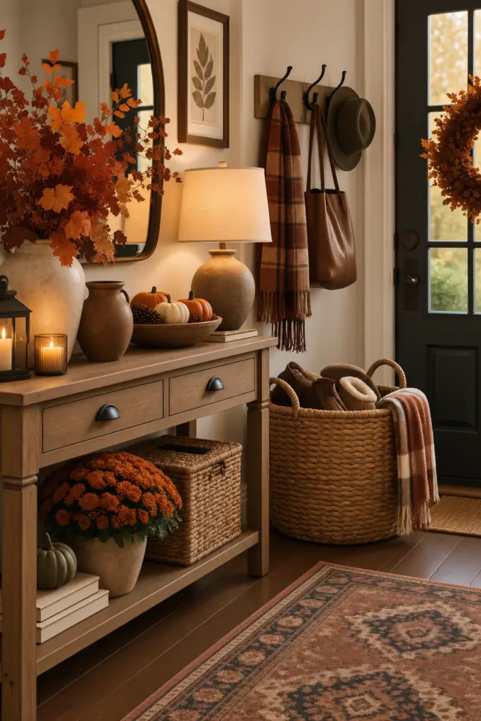 Fall Entryway Decor Ideas (Cozy & Welcoming) 24 Cozy Autumn Farmhouse Entryways