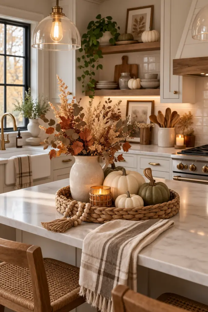 Festive Kitchen Fall Decor Ideas for a Cozy Home 5 Neutral kitchen fall decor