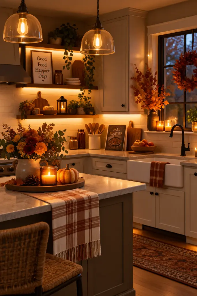 Festive Kitchen Fall Decor Ideas for a Cozy Home 21 Cozy Autumn Kitchen Lighting