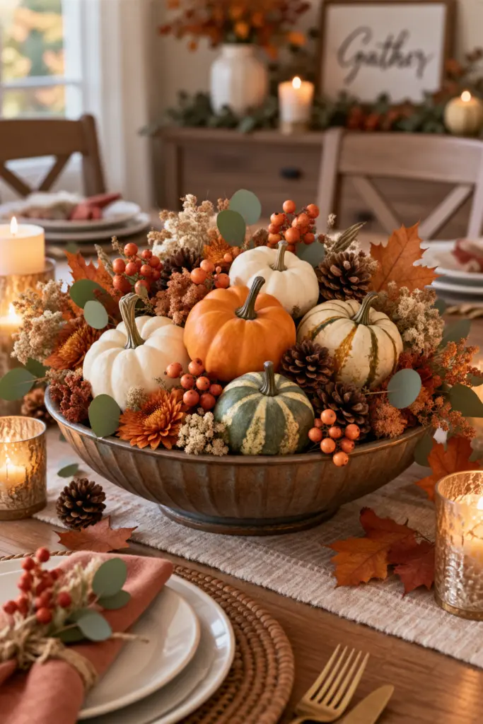 How to Make Pumpkin Centerpieces 13 Mini Pumpkin Bowl Centerpiece