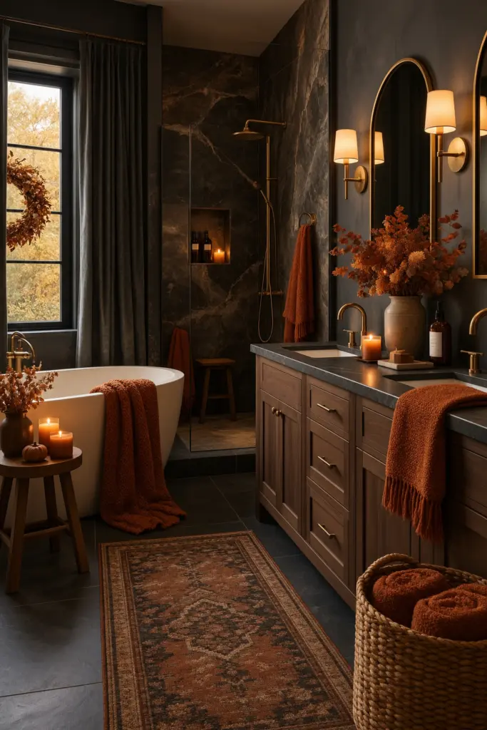 30+ Moody Bathroom Ideas for 2027 24 Cozy Fall Rustic Bathroom