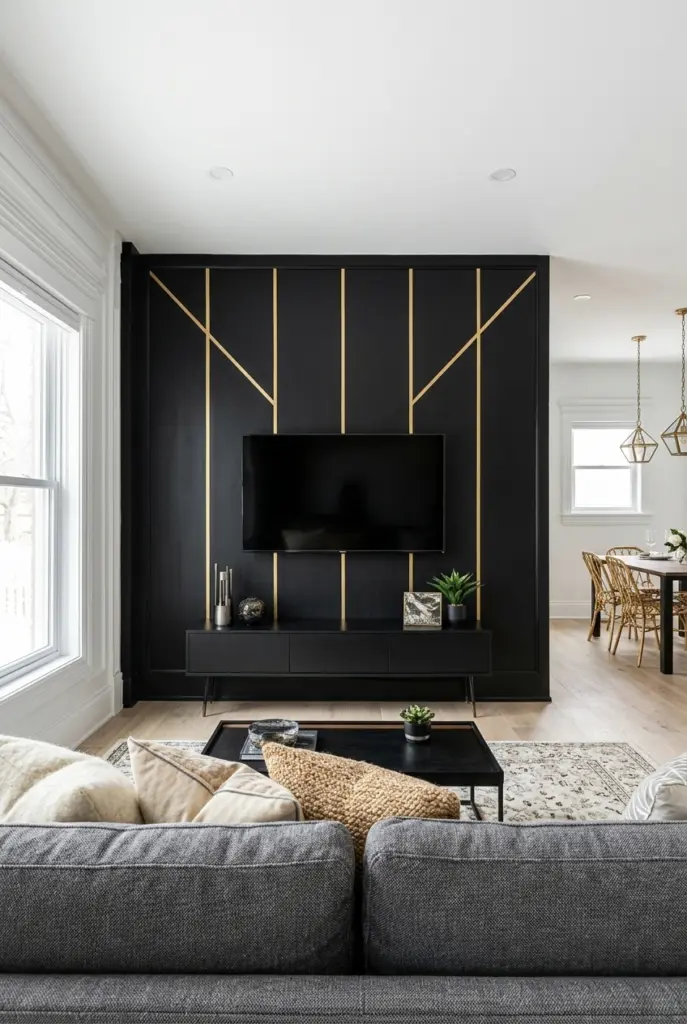 27+ Black Accent Wall living room Ideas and Designs 17 Cozy Black Accent Wall in Small Living Room