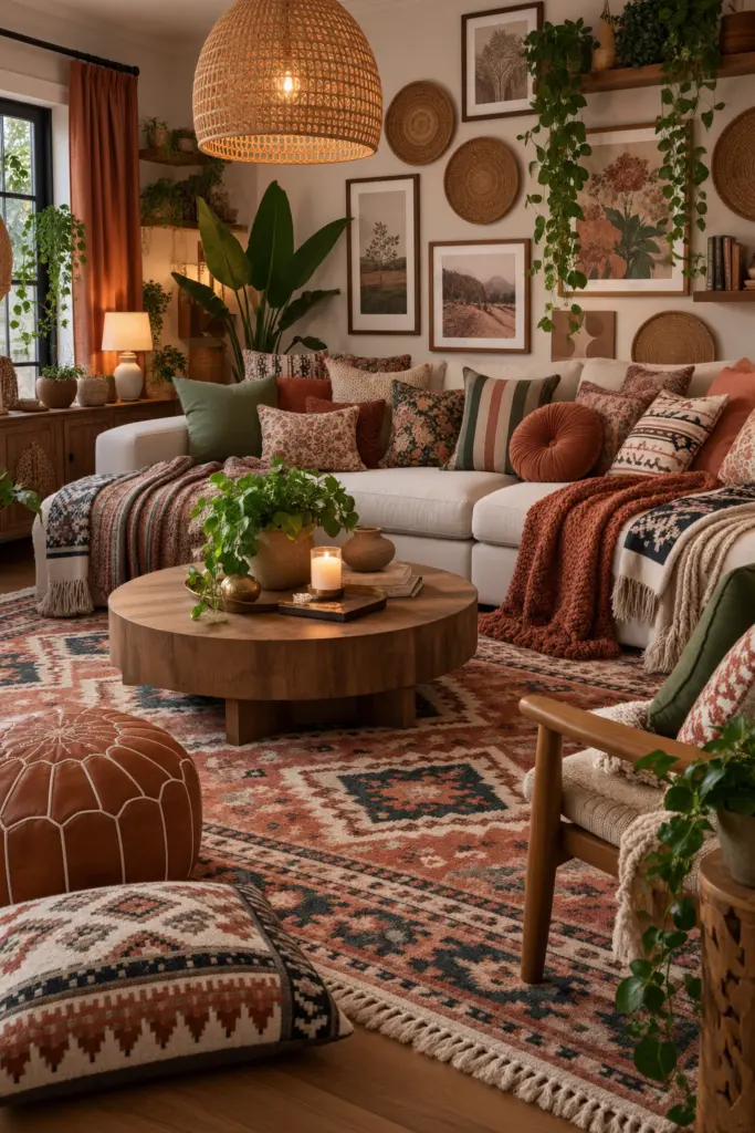 Cozy Bohemian Living Room Retreat