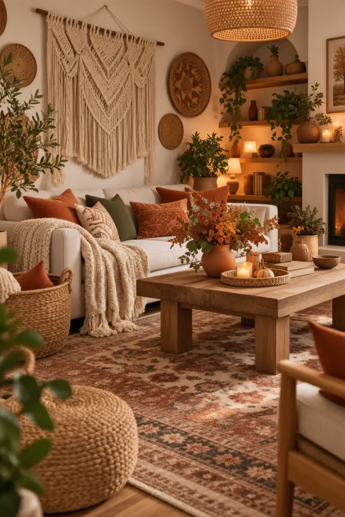 20+ Stunning Fall Boho Living Room Ideas 11 Cozy Boho Autumn Living Room