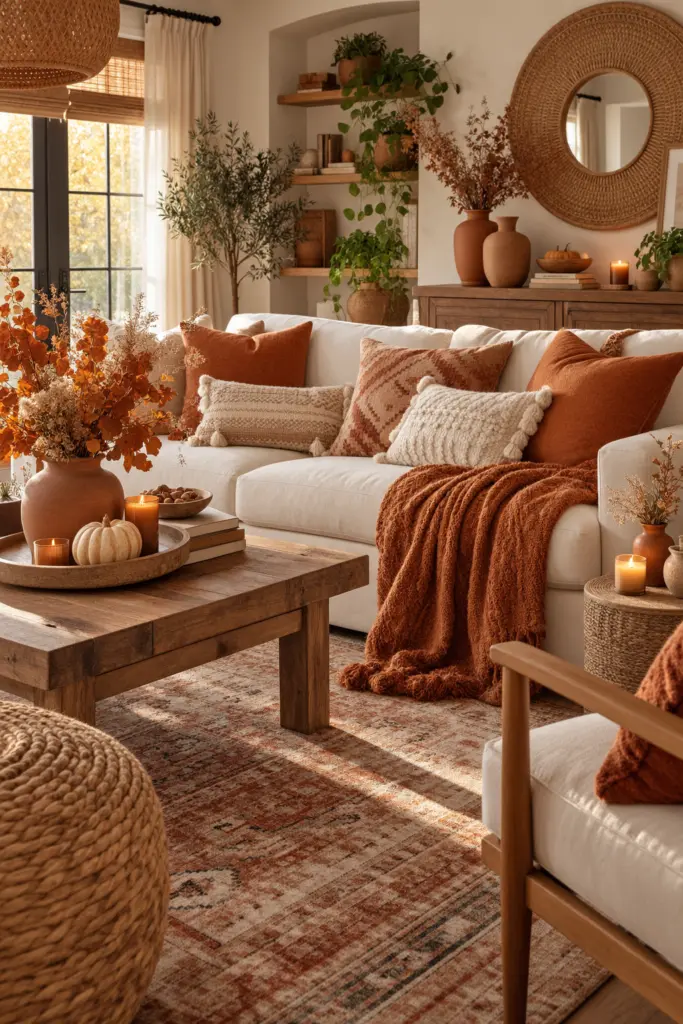20+ Stunning Fall Boho Living Room Ideas 3 Cozy Boho Autumn Living Room