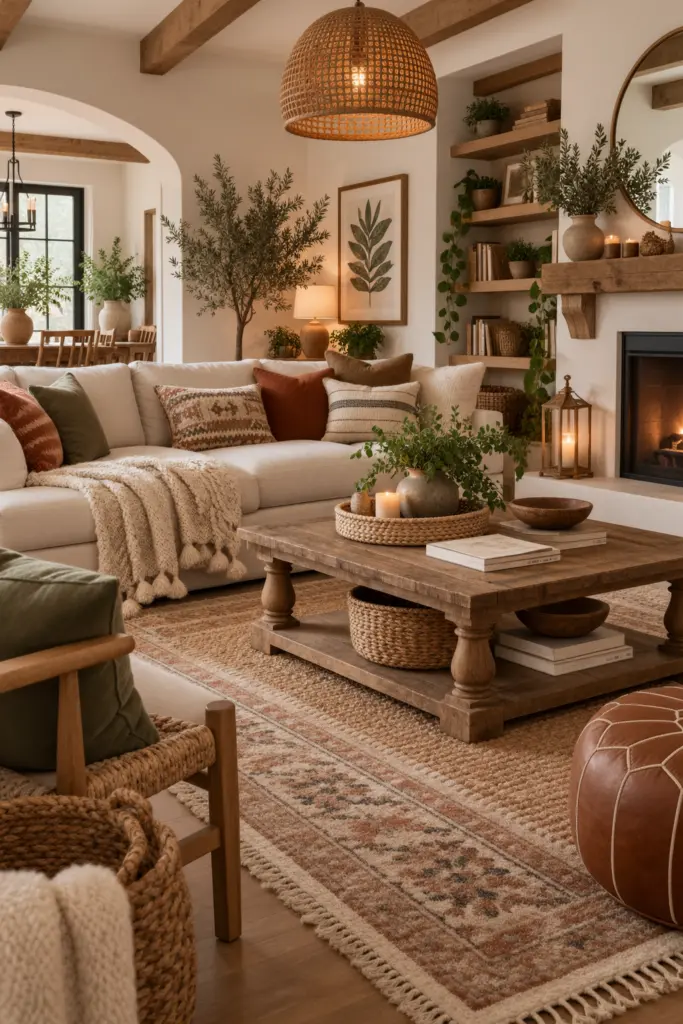 Cozy Boho Farmhouse Living Room